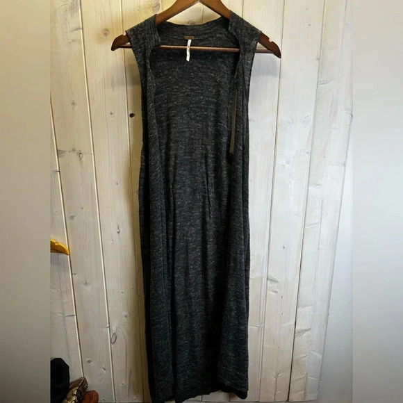 Free People Duster Vest Cardigan XS Boho Top Cami Grey - Picture 4 of 6